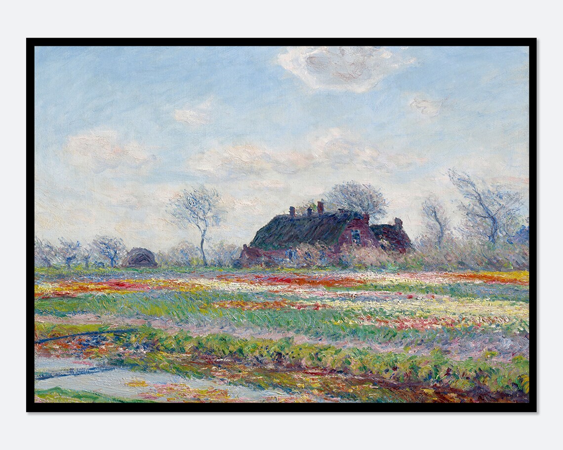 Claude Monet Tulip Fields at Sassenheim 1886 Vintage Art Poster