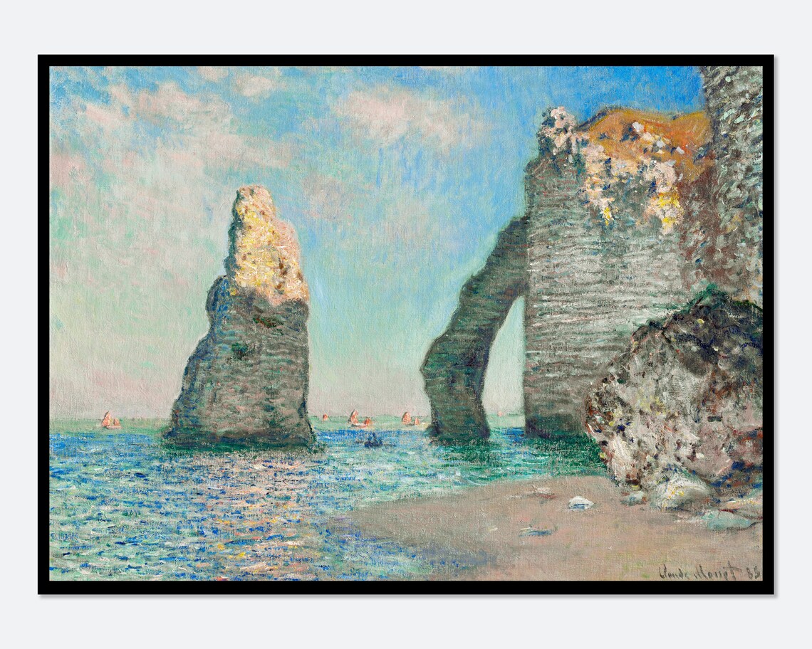 Monet The Cliffs At Etretat 1885 Vintage Exhibition Poster