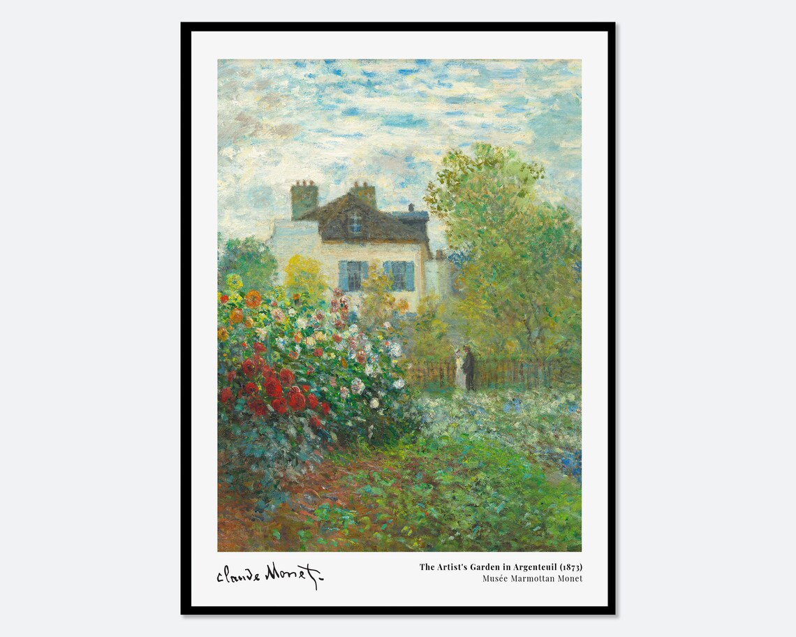 Monet The Artist's Garden in Argenteuil, Vintage Poster