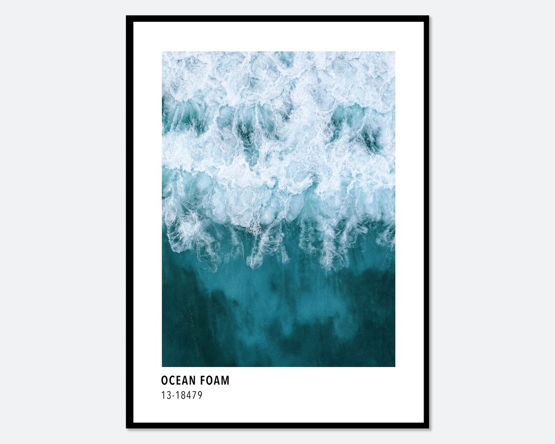 Ocean Waves Blue Color Coastal Nature Art Print