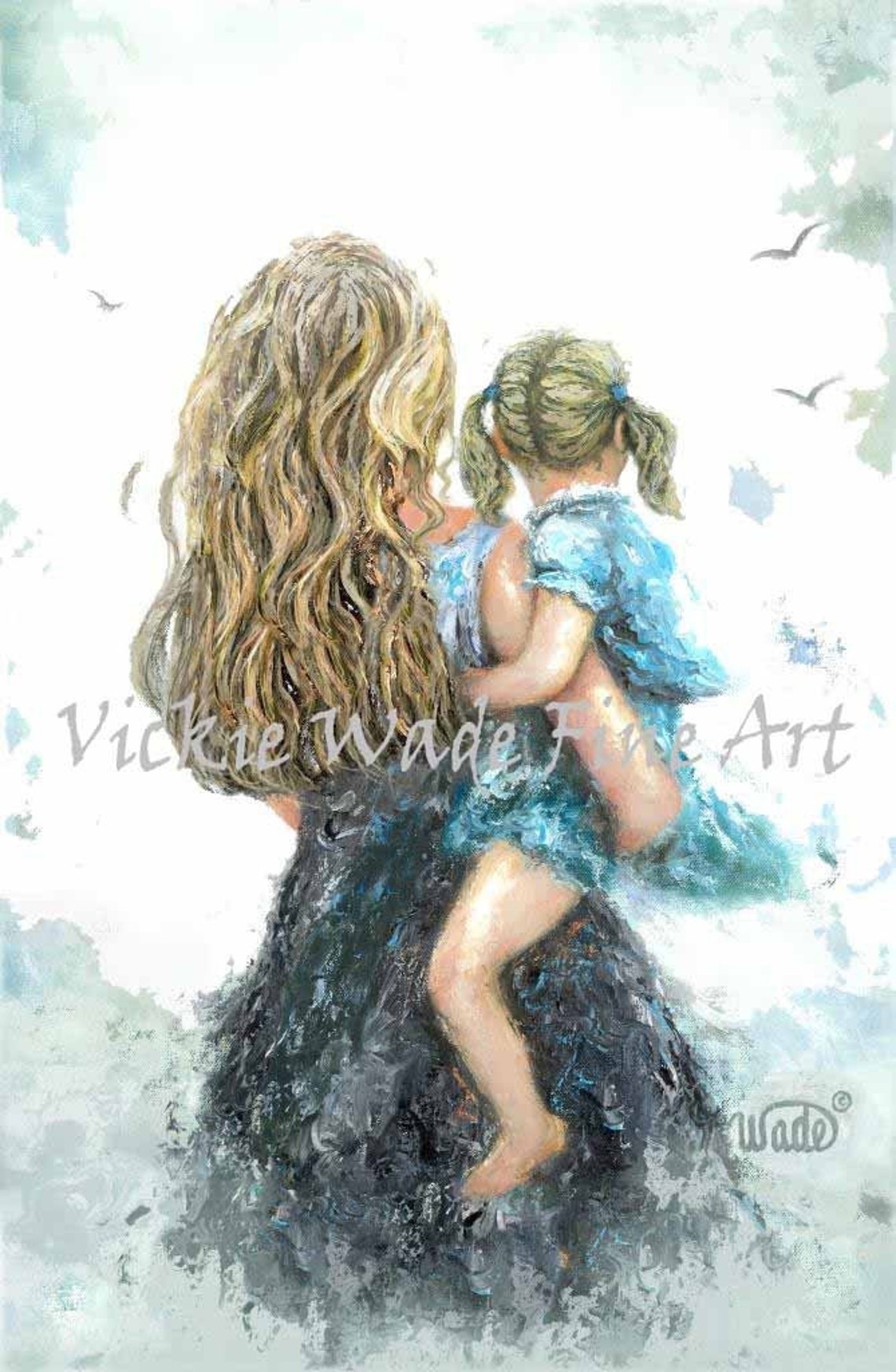 Mother Daughter Art Print Mother Paintings Blonde Mother And Daughter Redhead Girl Blonde Girl Vickie Wade