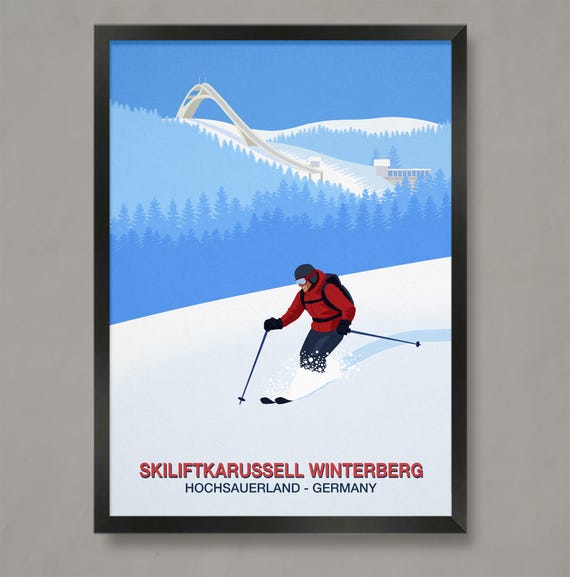 Skiliftkarussell Winterberg Ski Resort Poster Ski Print Ski Poster Ski Wall Art Poster Skiliftkarussell Winterberg Ski Resort