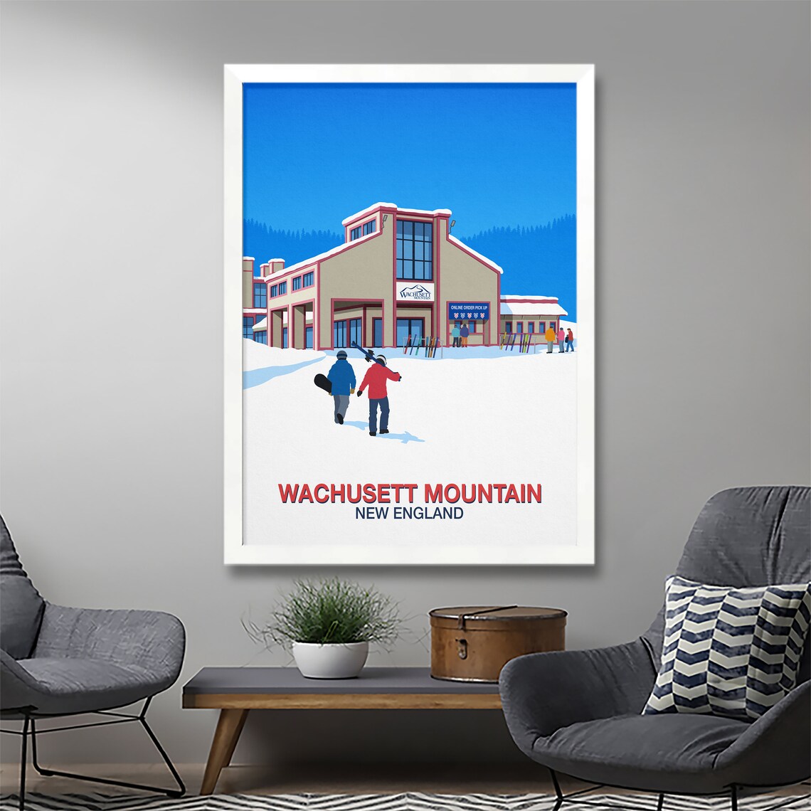 Wachusett Mountain New England Ski Lodge Vintage Travel Poster - Image 2