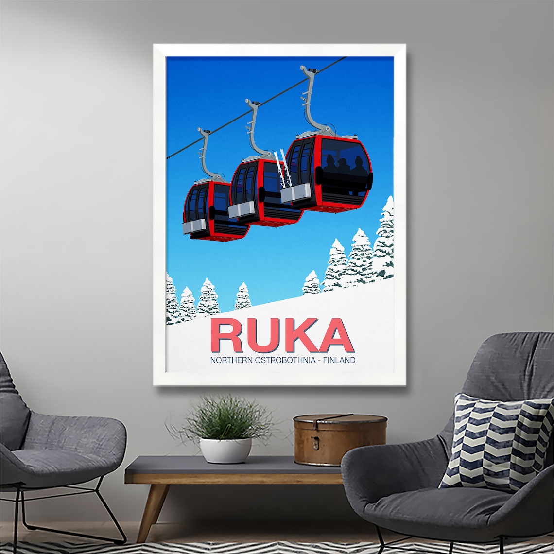Ruka Ski Resort Travel Poster, Ski Resort Art Print - Image 2