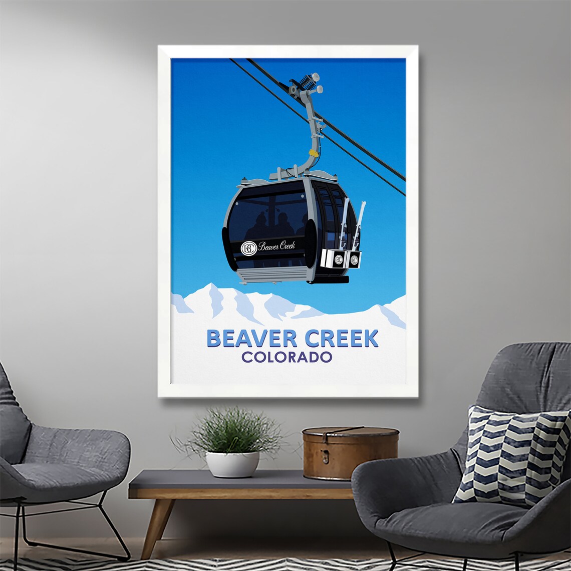 Beaver Creek Colorado Black Gondola Cable Car Ski Resort Travel Poster - Image 2