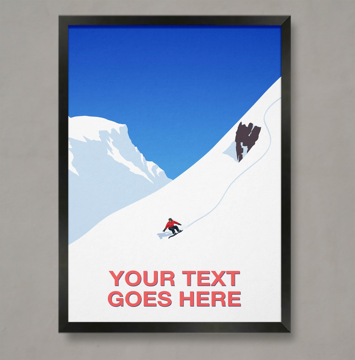 Personalised Snowboarder Art Custom Text Snow Rider Winter Gift Poster