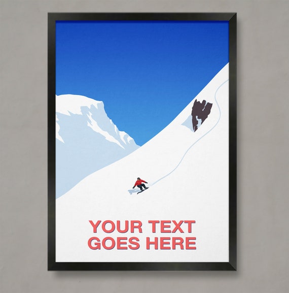 Personalised Ski Gift Custom Ski Art Snowboarder Art Poster Personalised Ski Art Personal Ski Gift