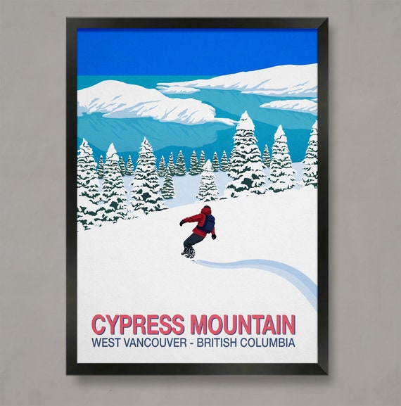 Cypress Mountain Snowboarder Poster Ski Resort Poster Ski Print Snowboard Poster Ski Gifts Ski Poster