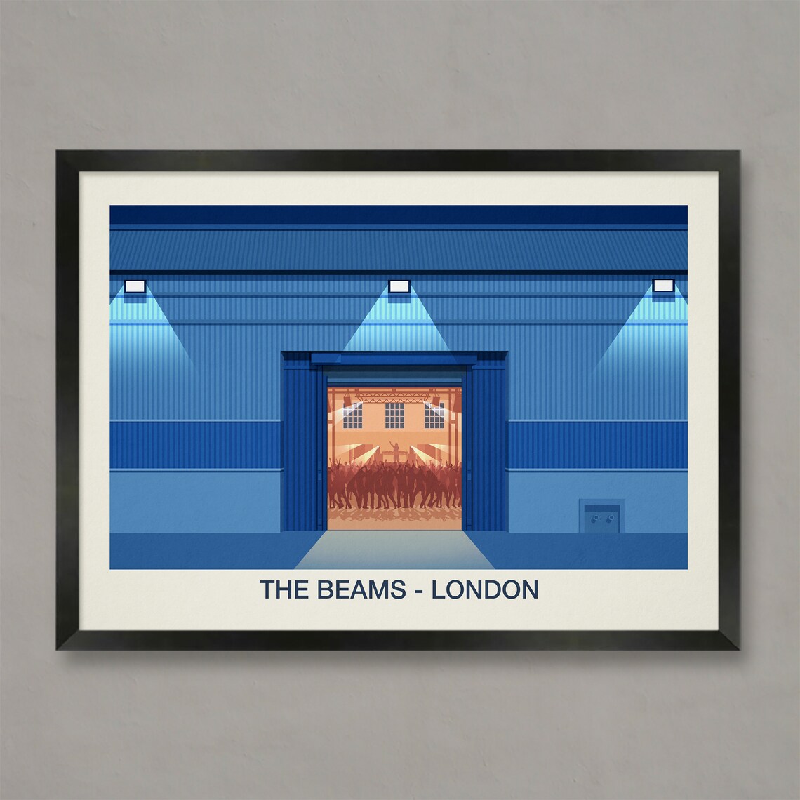 The Beams London Nightclub Venue Blue Warehouse Night Poster