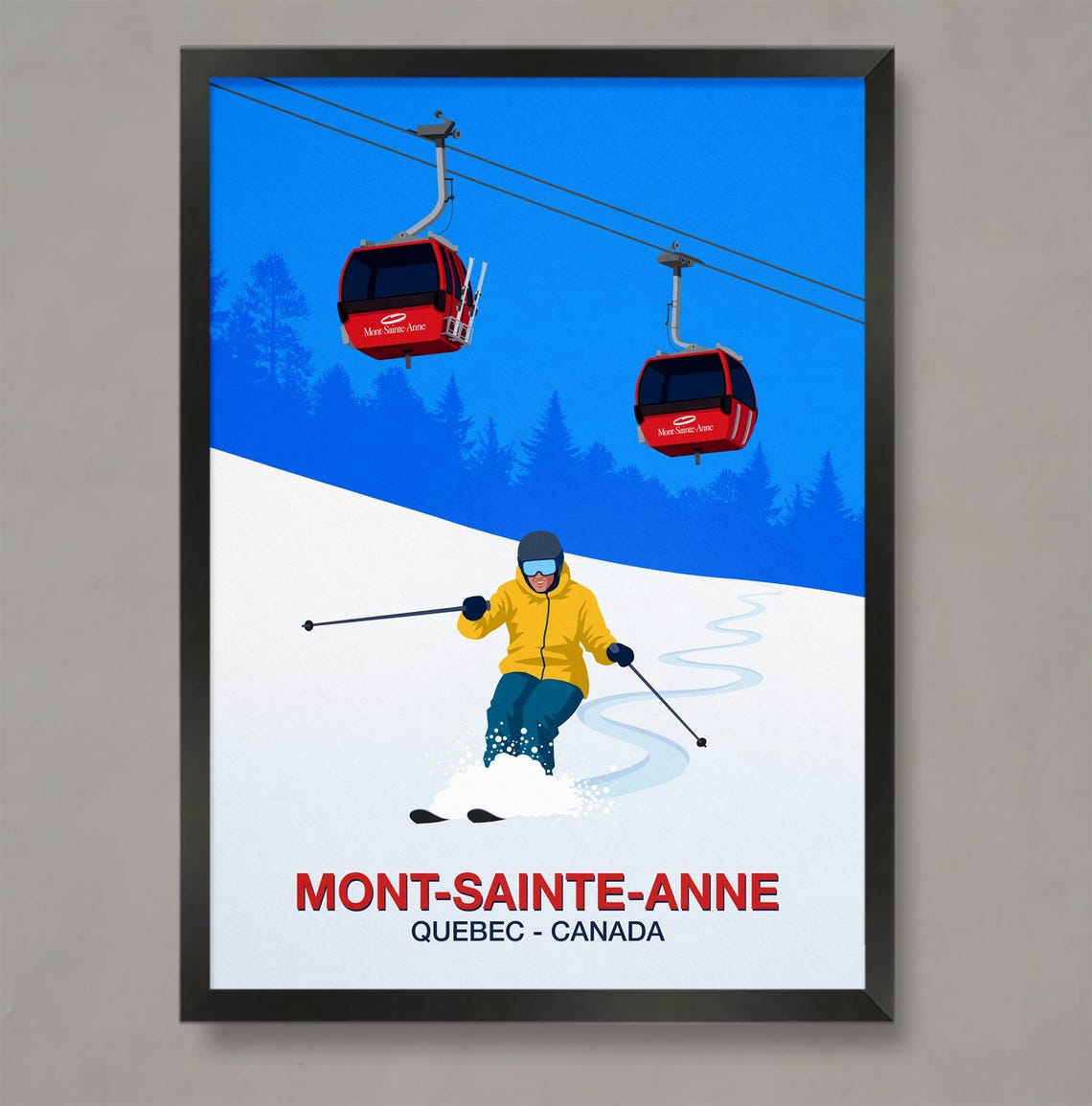 Mont-Sainte-Anne Quebec Canada Vintage Ski Resort Gondola Poster