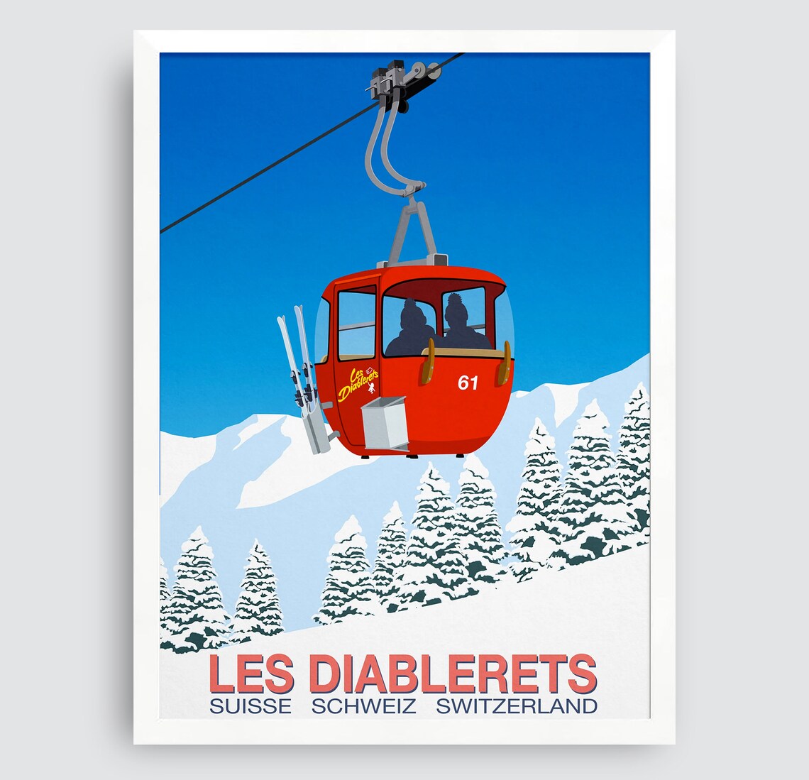 Les Diablerets Ski Resort Travel Poster - Image 3