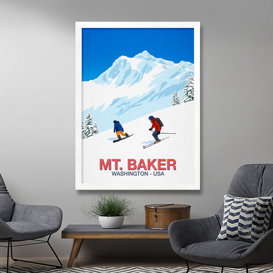 Mt Baker Ski Resort Travel Poster, Winter Sports Art - Image 2