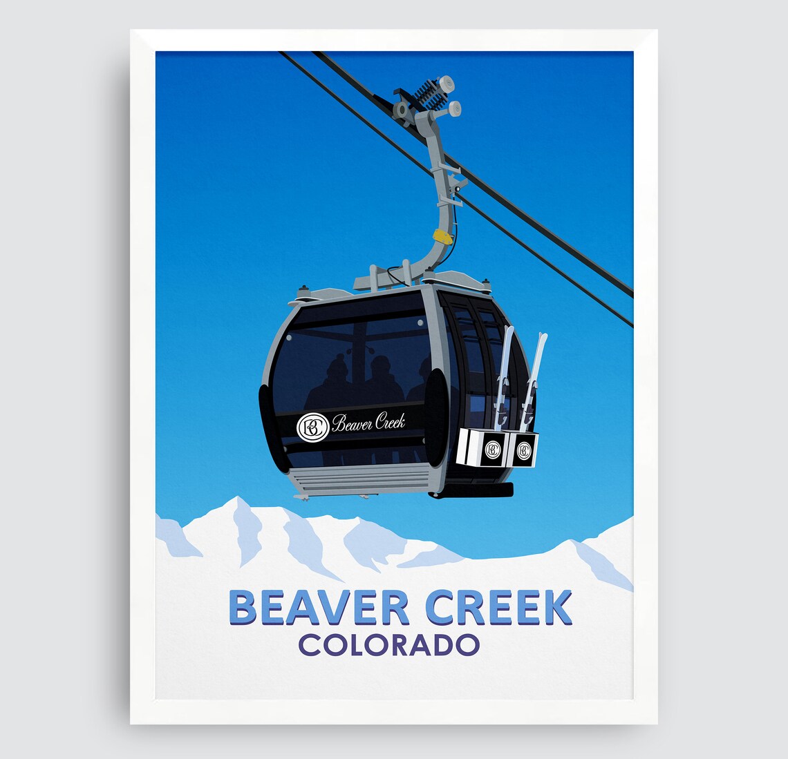 Beaver Creek Colorado Black Gondola Cable Car Ski Resort Travel Poster - Image 3