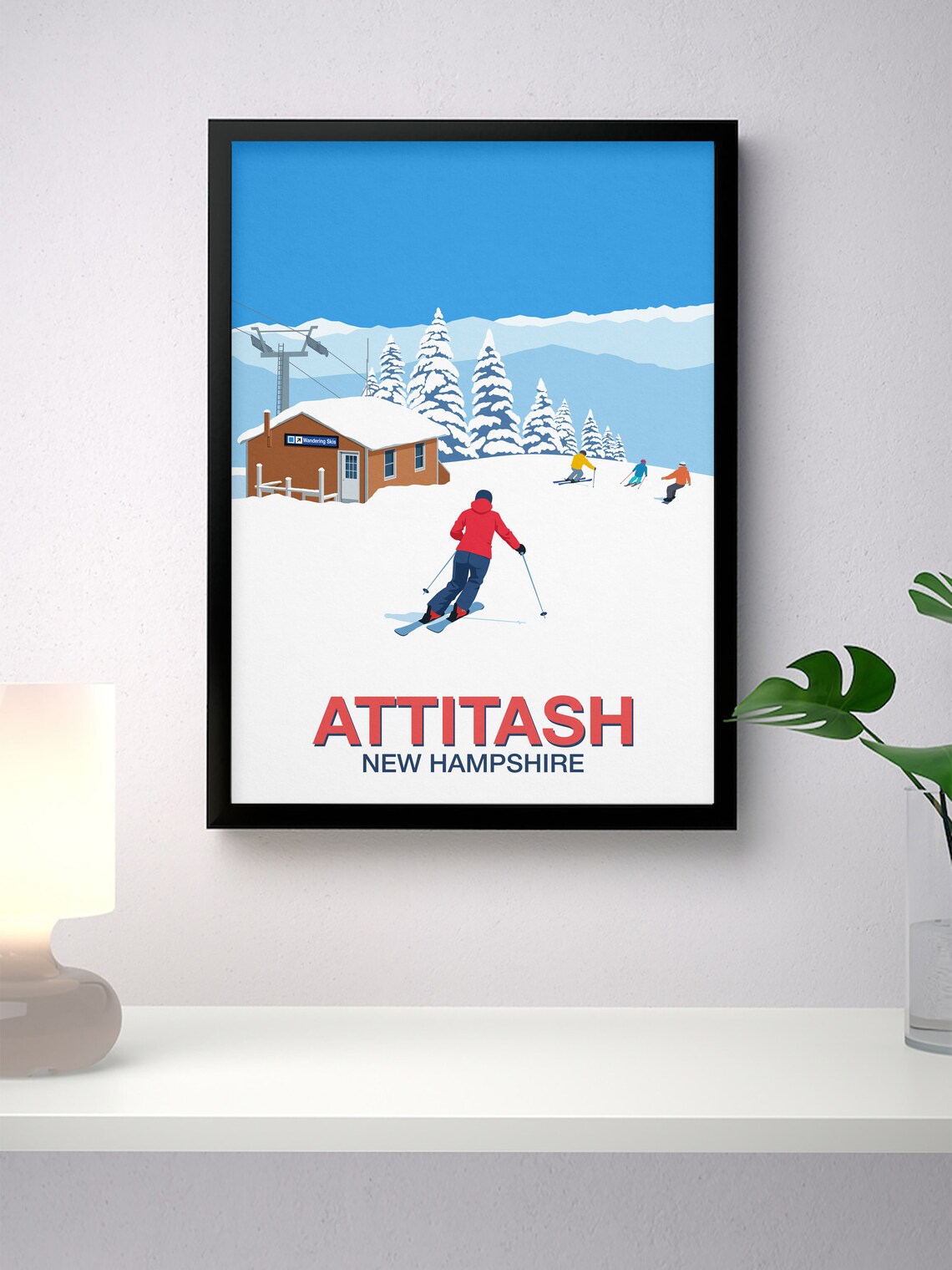 Attitash Ski Resort Travel Poster, Ski Print - Image 3