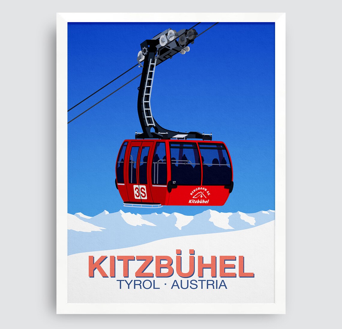 Kitzbuhel Ski Resort Travel Poster, Ski Resort Art Print - Image 3
