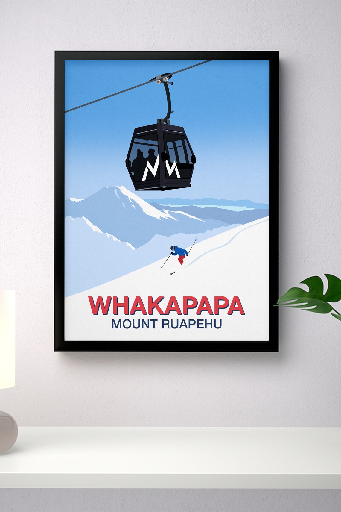 Whakapapa Mount Ruapehu Ski Poster Gondola New Zealand Vintage - Image 3