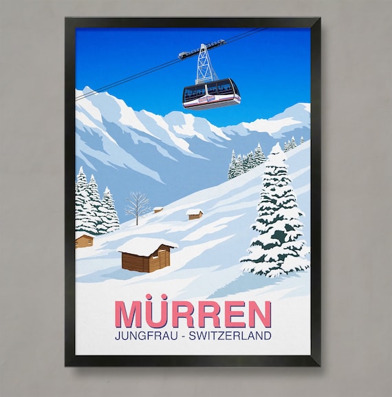 Murren Jungfrau Switzerland Schilthorn Cable Car Ski Resort Poster