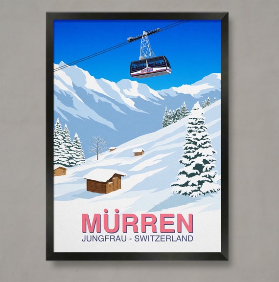 Murren Mountain Ski Resort Poster Ski Resort Poster Ski Print Snowboard Poster Ski Gifts Ski Poster