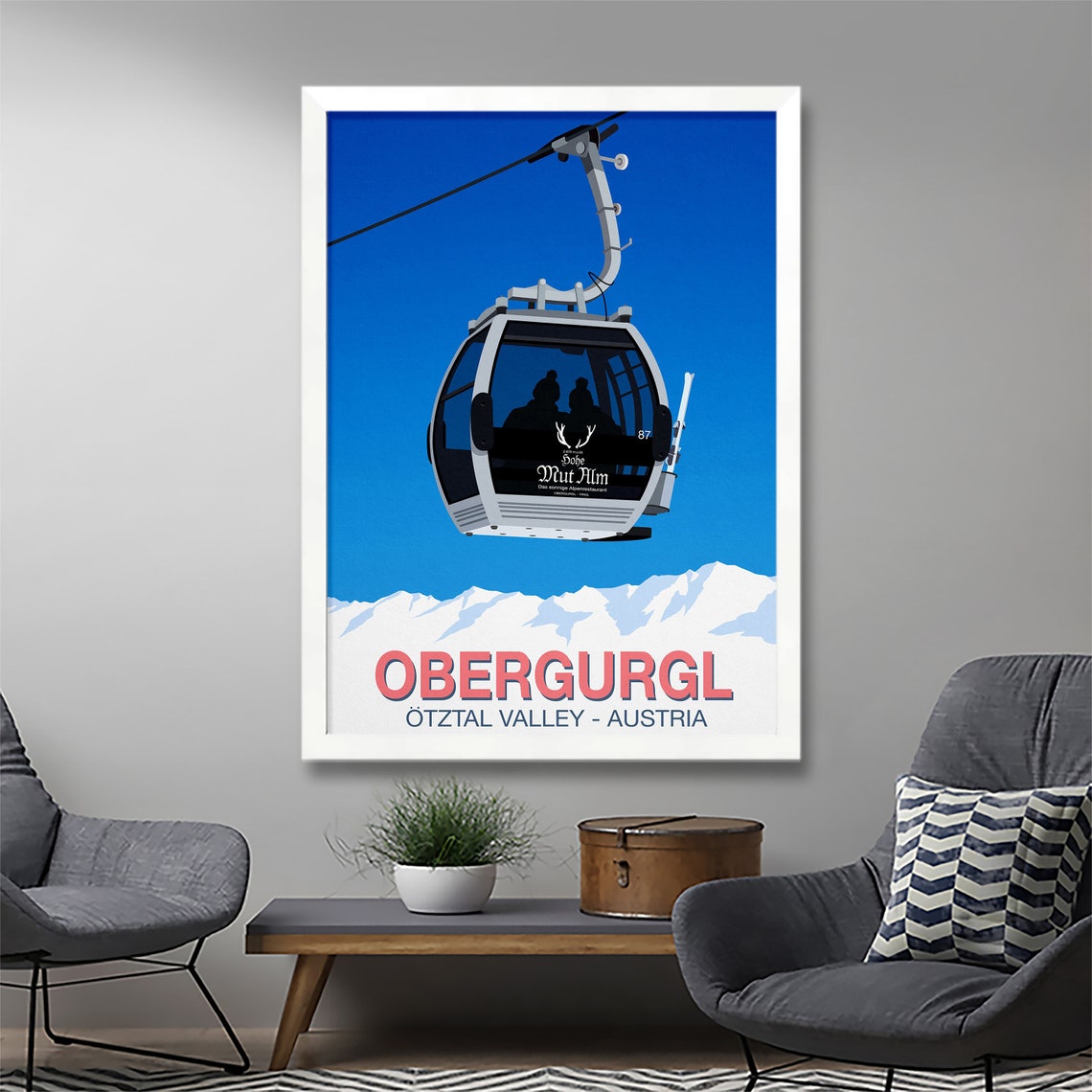 Obergurgl Otztal Valley Austria Hohe Mut Alm Gondola Ski Poster - Image 2