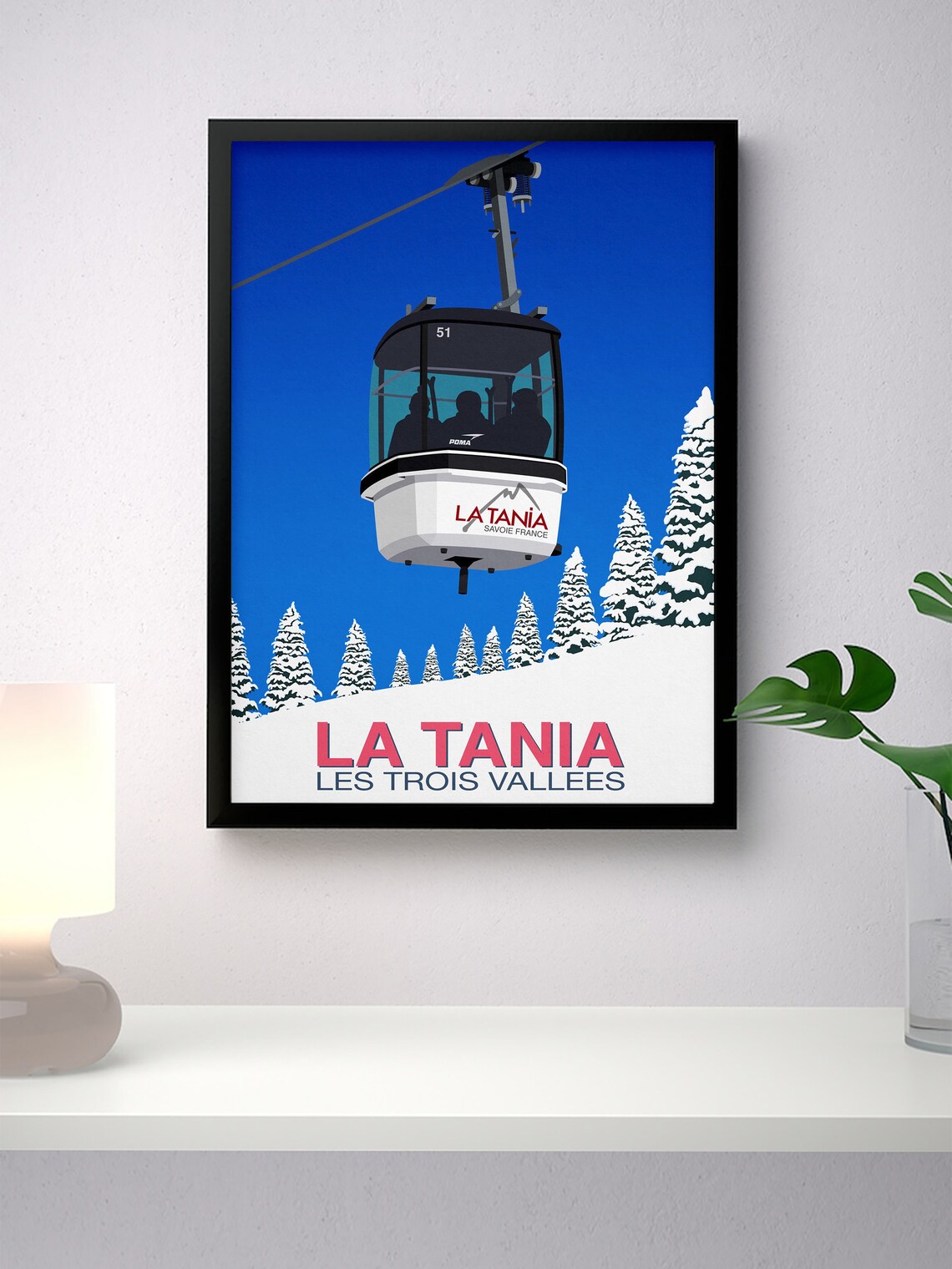 La Tania Ski Resort Travel Poster, Ski Print - Image 4