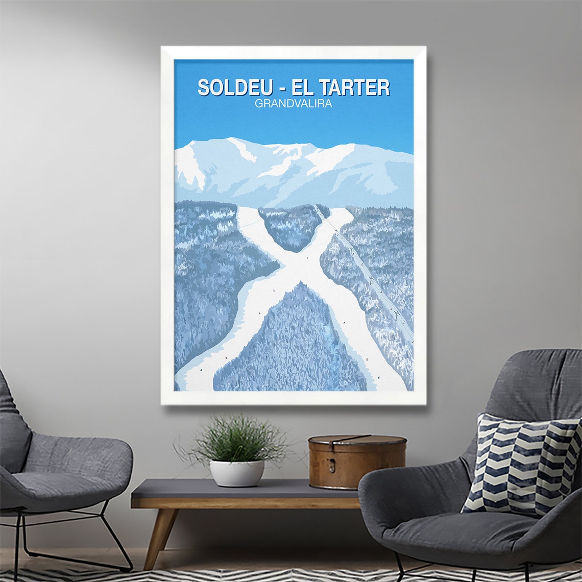 Soldeu El Tarter Grandvalira Ski Resort Pistes Aerial Poster - Image 2