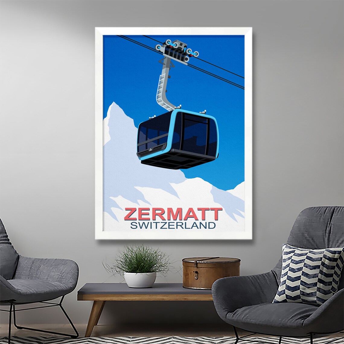 Zermatt Pininfarina Cable Car Travel Poster - Image 2
