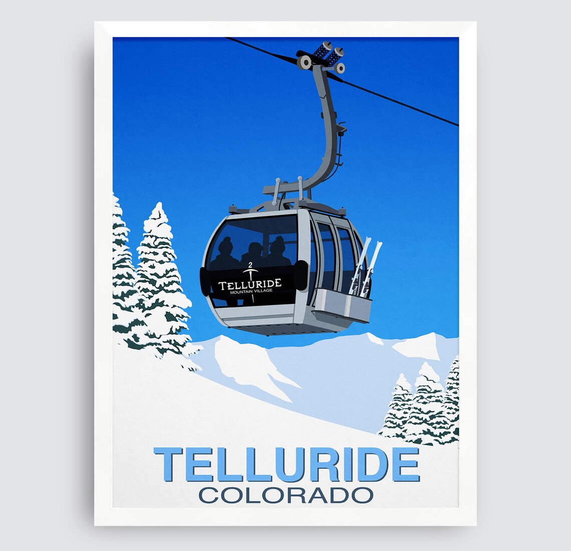 Telluride Ski Resort Travel Poster, Ski Resort Art - Image 3