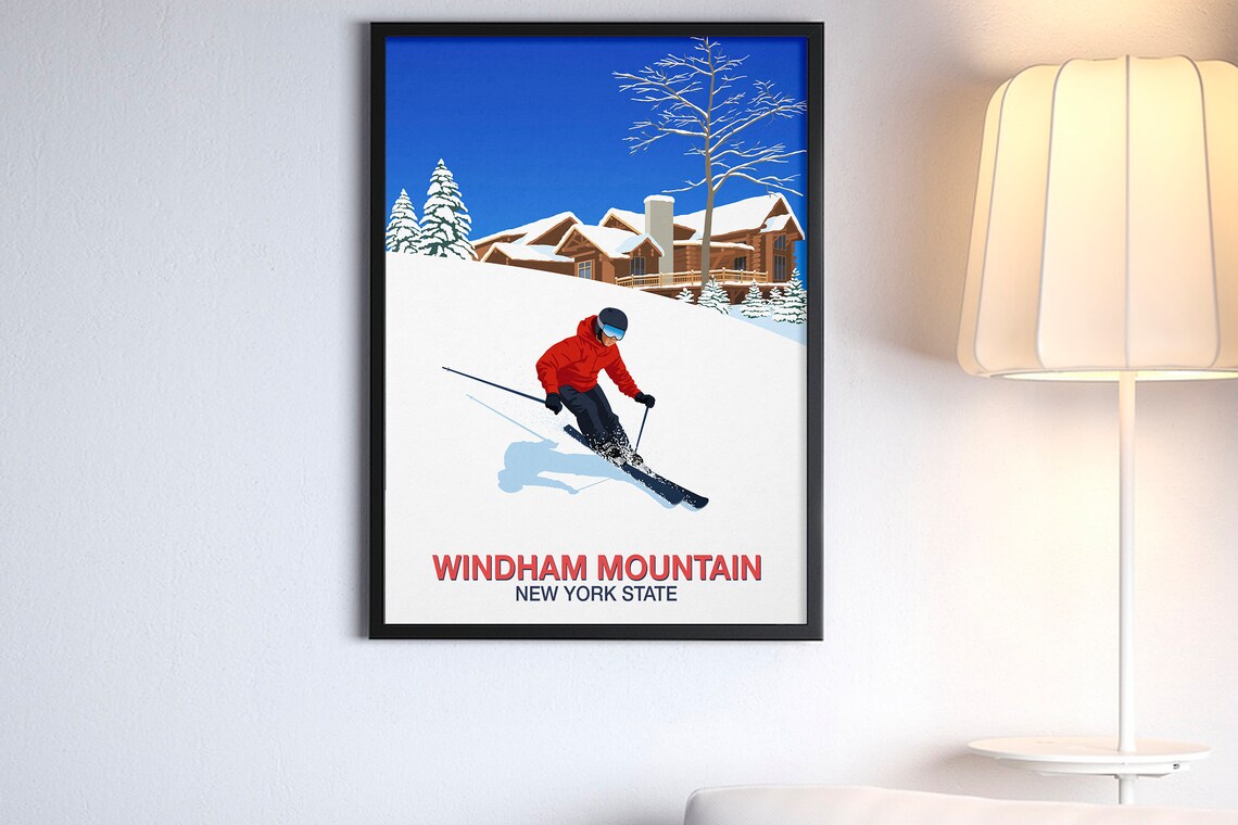 Windham Mountain Ski Resort Travel Poster Art Print - Image 4