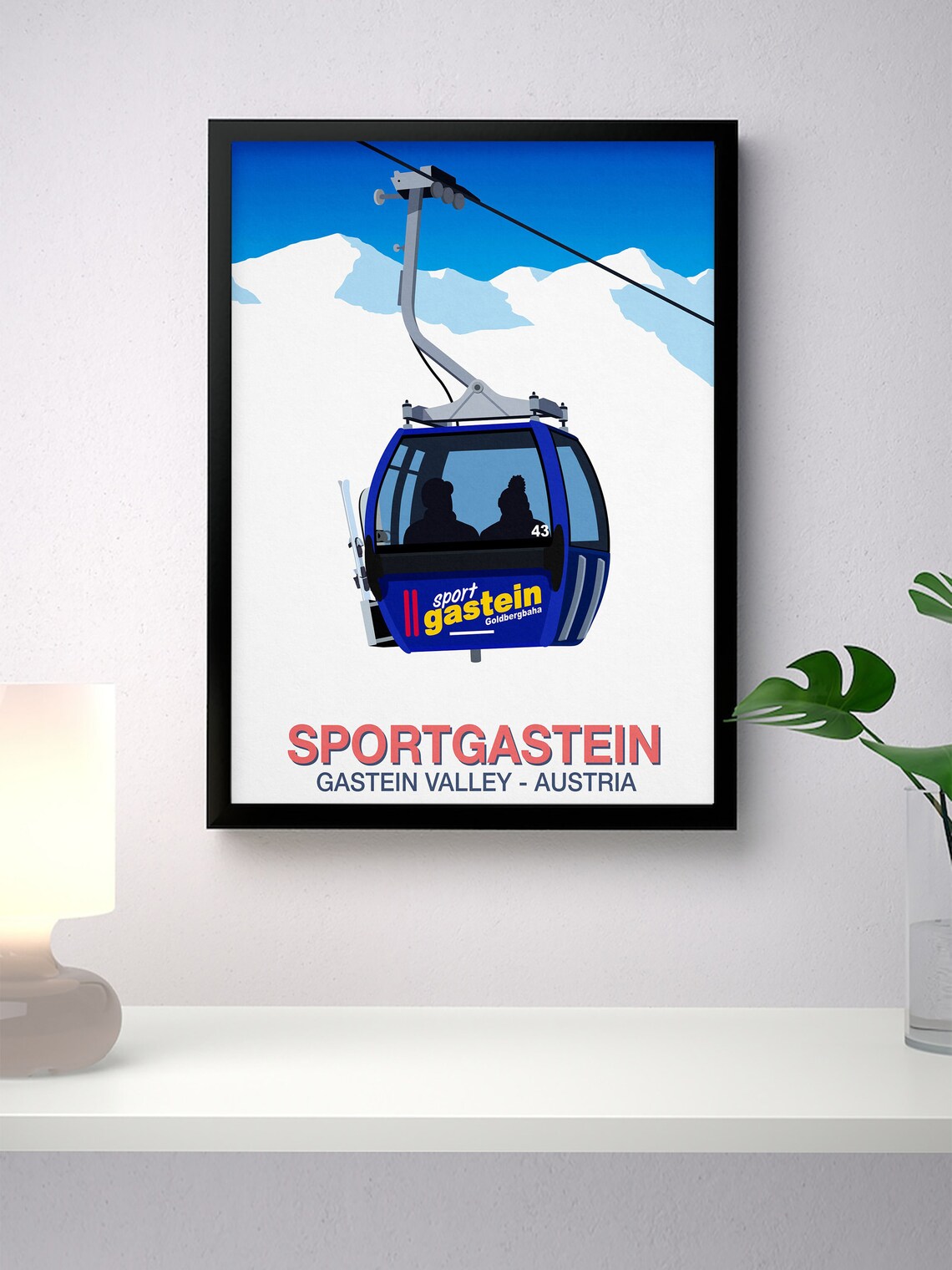 Sportgastein Ski Poster with Blue Gondola Gastein Valley Austria Peaks - Image 4