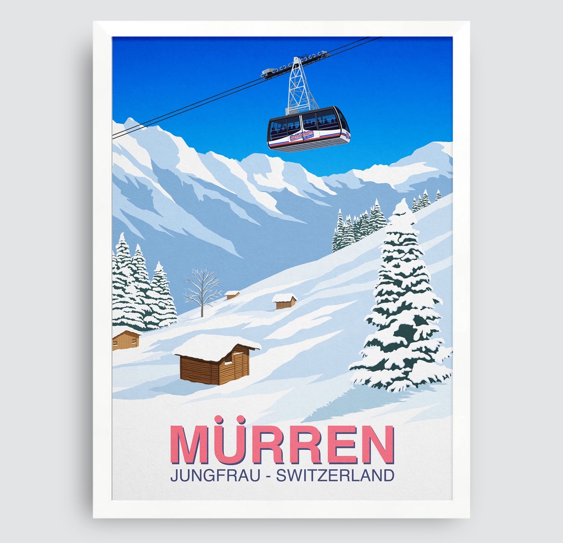 Murren Jungfrau Switzerland Schilthorn Cable Car Ski Resort Poster - Image 3