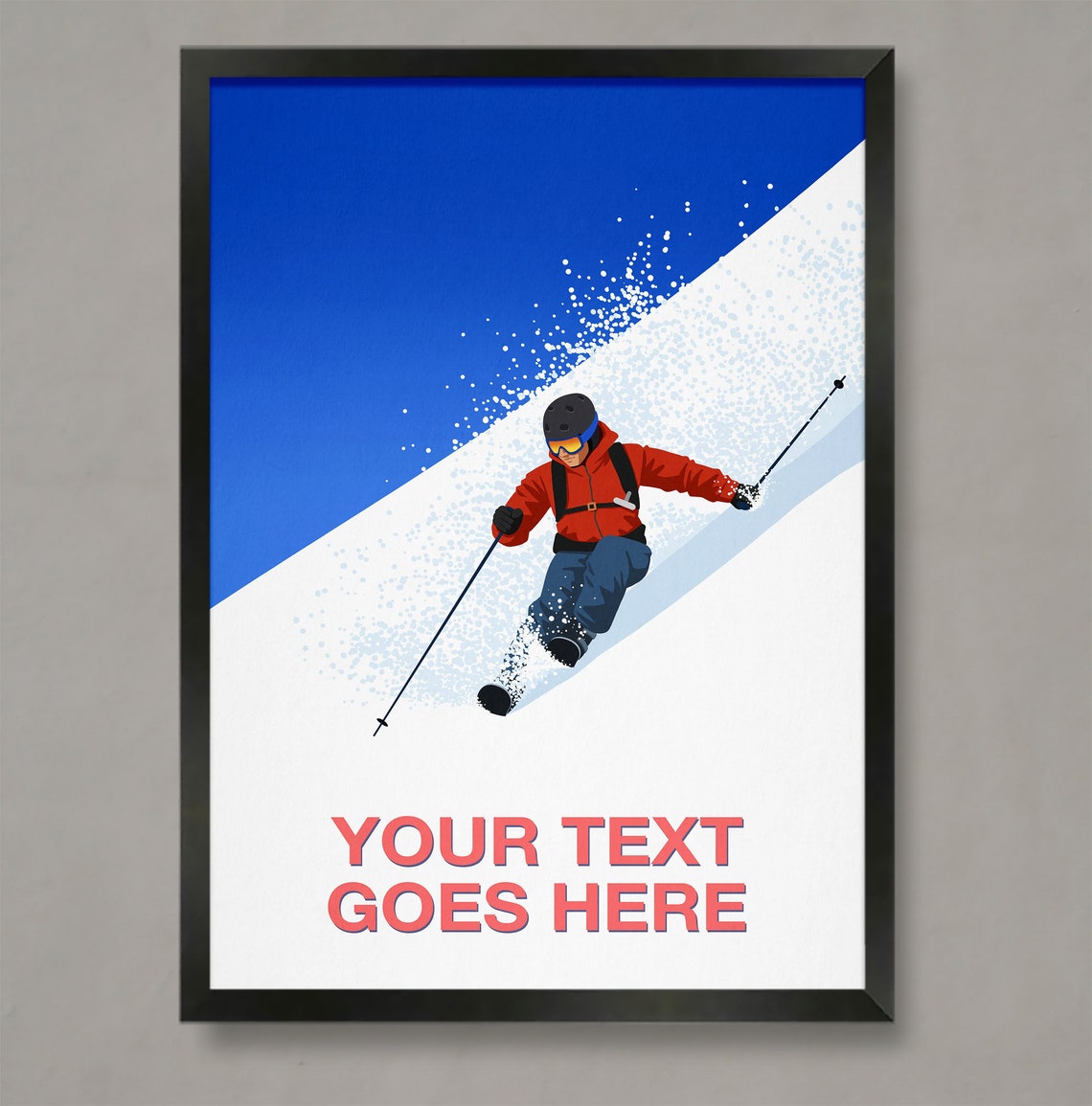 Personalised Ski Poster with Custom Text Carving Steep Powder Face