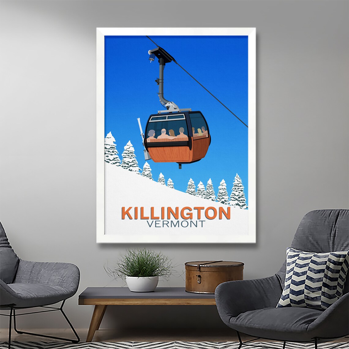 Killington Vermont Wooden Gondola Cable Car Ski Resort Travel Poster - Image 2