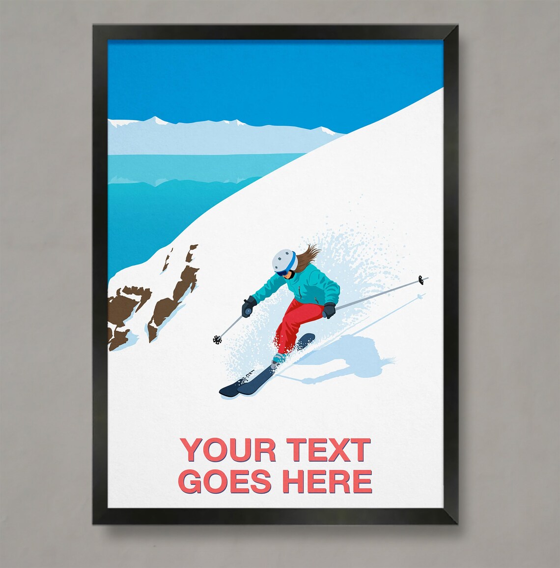 Personalized Ski Art for Female Skier Gift