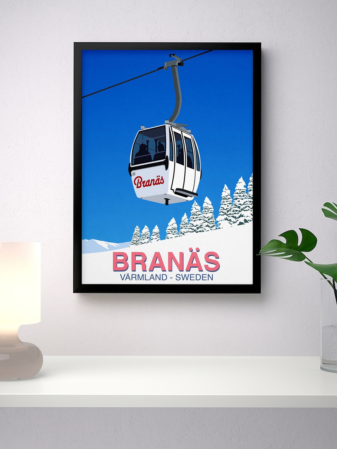 Branas Ski Resort Travel Poster, Ski Print - Image 2