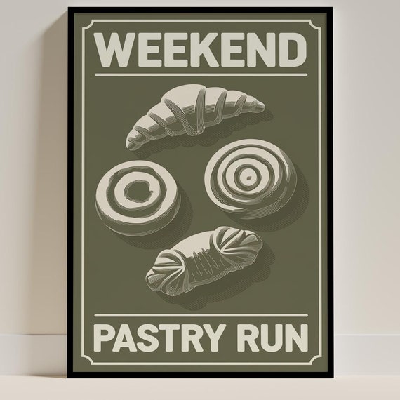 Minimalist Croissant Art Print, Kitchen Decor