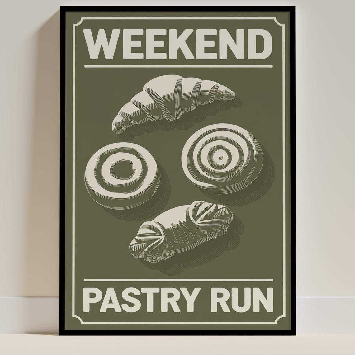 Minimalist Croissant Art Print, Kitchen Decor