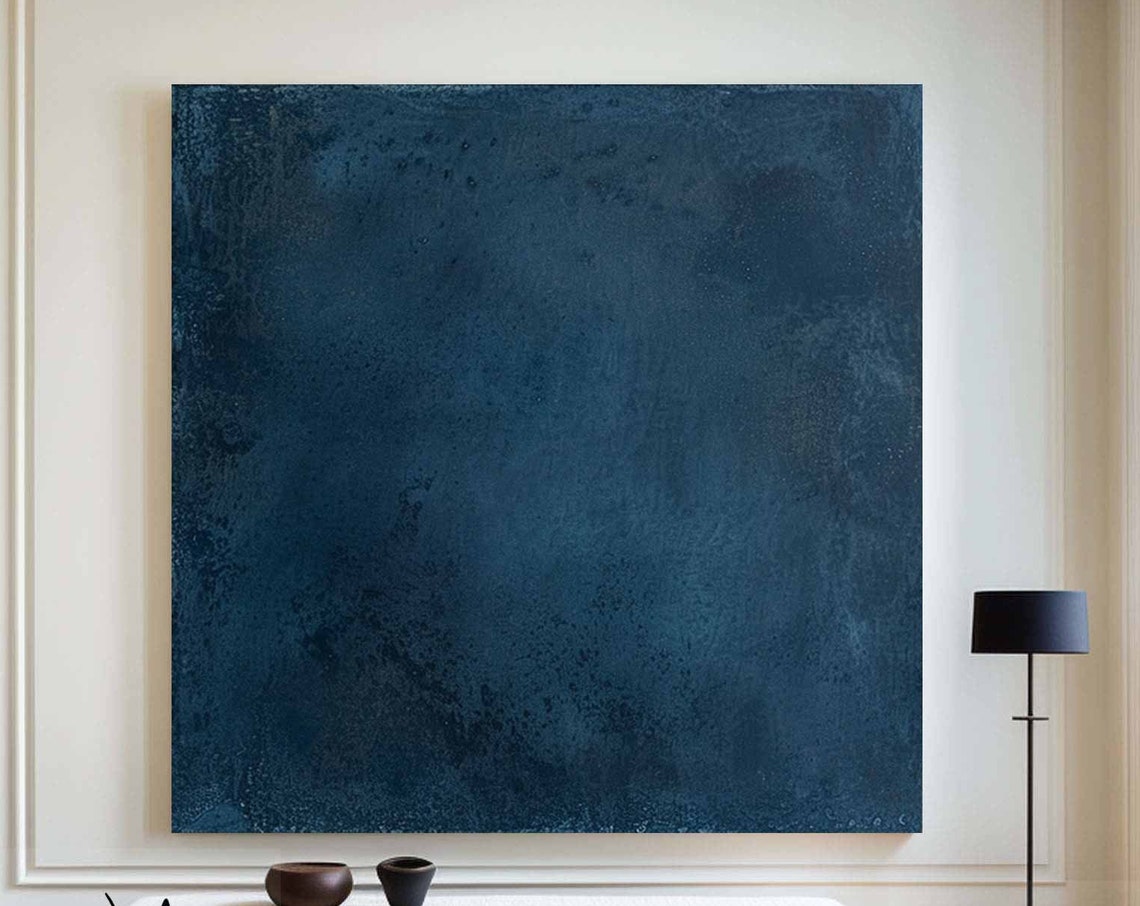 Deep Navy Blue Minimalist Abstract Texture Color Field Art Poster