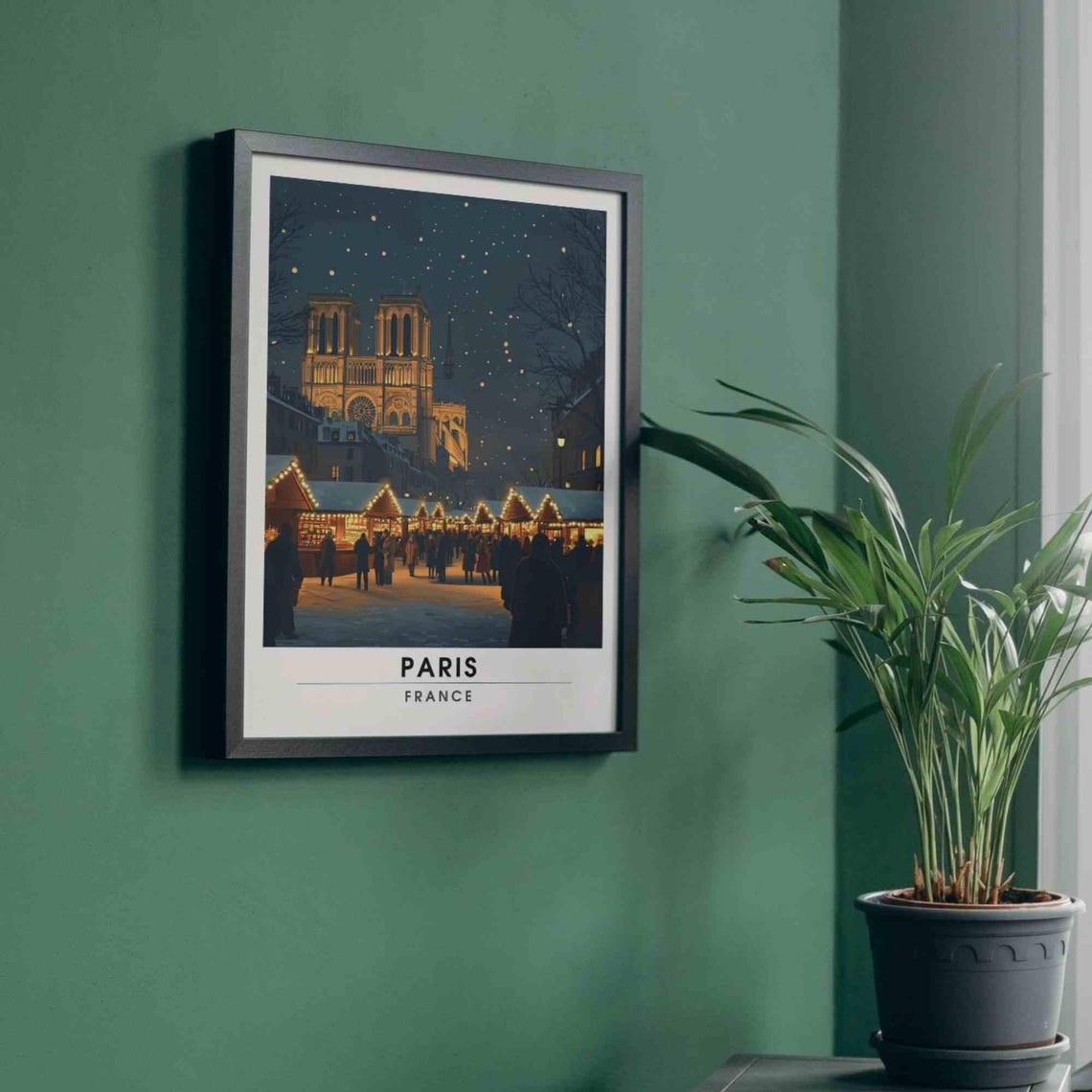 Christmas Paris Notre-Dame Night Market Lights Festive Travel Poster - Image 4