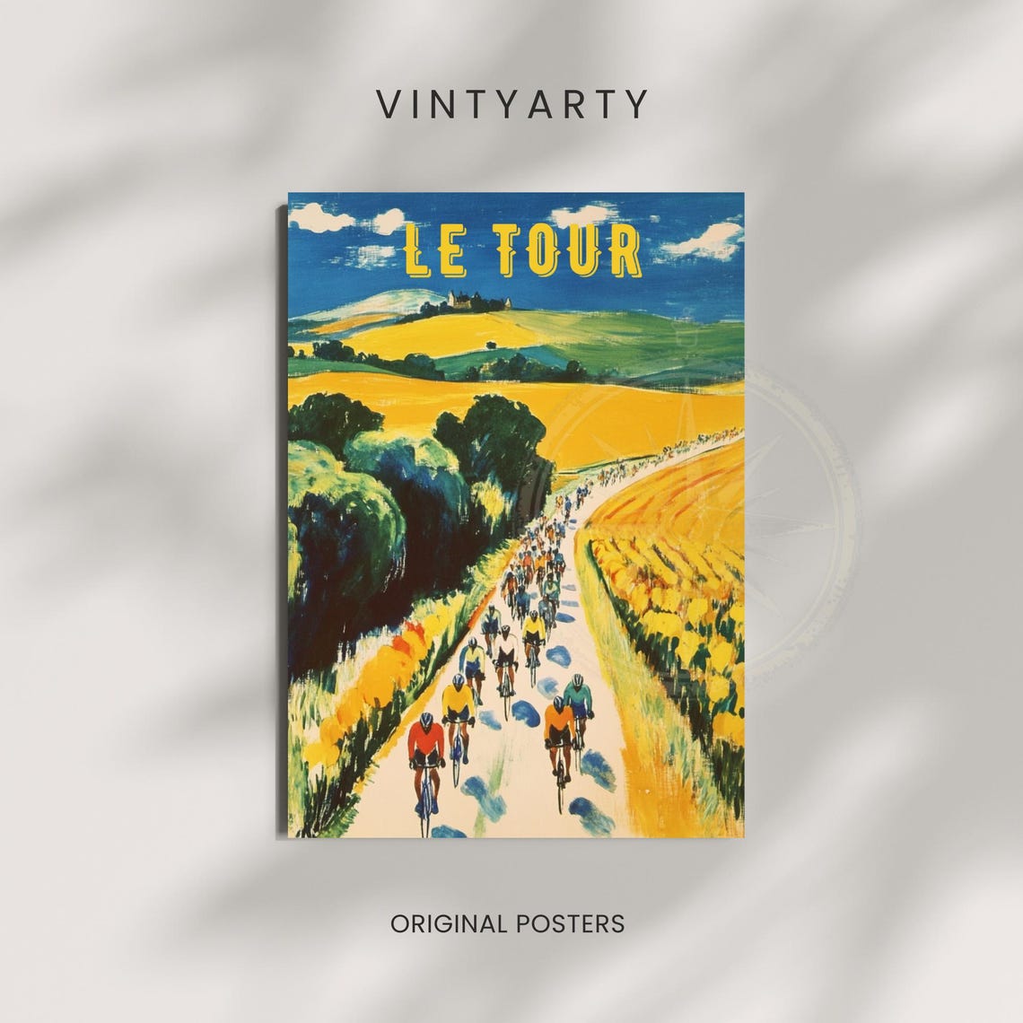 Le Tour de France Vintage Wheat Fields Chateau Retro Sports Poster - Image 2