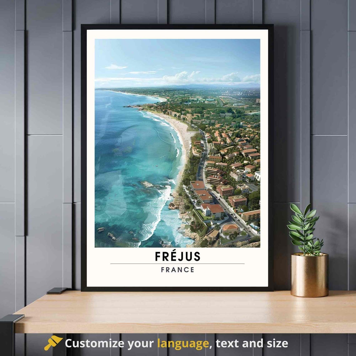 Frejus France Aerial Coastline Turquoise Water Beach Town Poster
