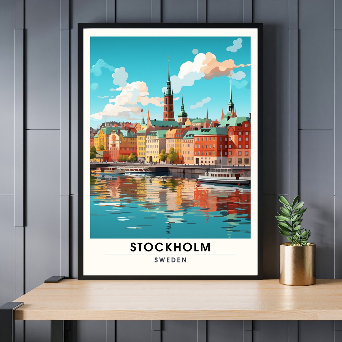 Stockholm Travel Poster, Sweden City Print