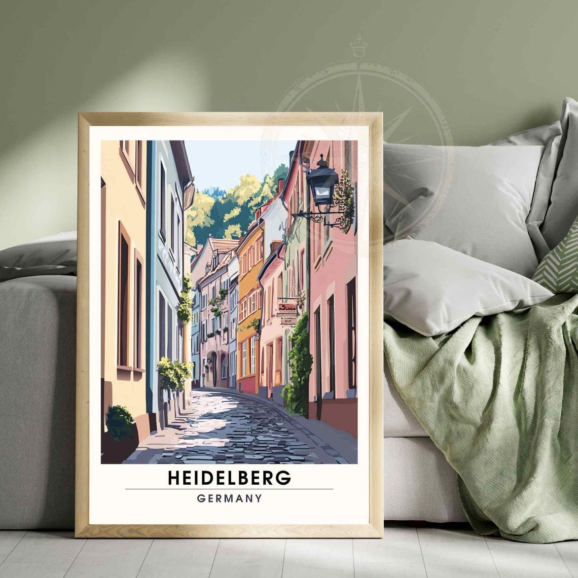 Heidelberg Cobblestone Old Town Street Germany Travel Poster - Image 3