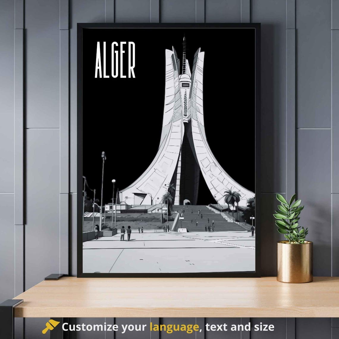 Alger Algeria Martyrs Memorial Monument Black And White Poster