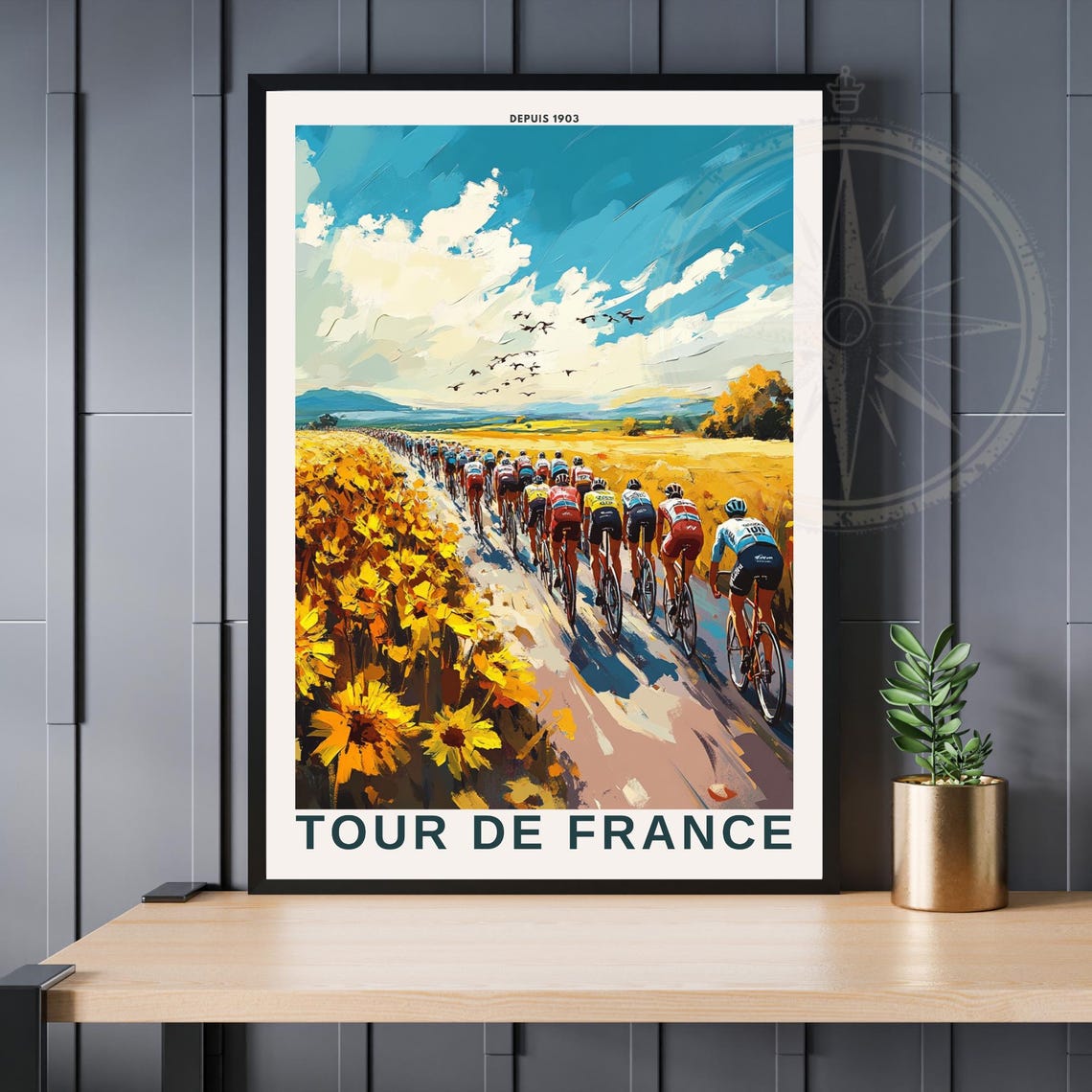 Tour de France Peloton Sunflower Fields Depuis 1903 Sports Poster