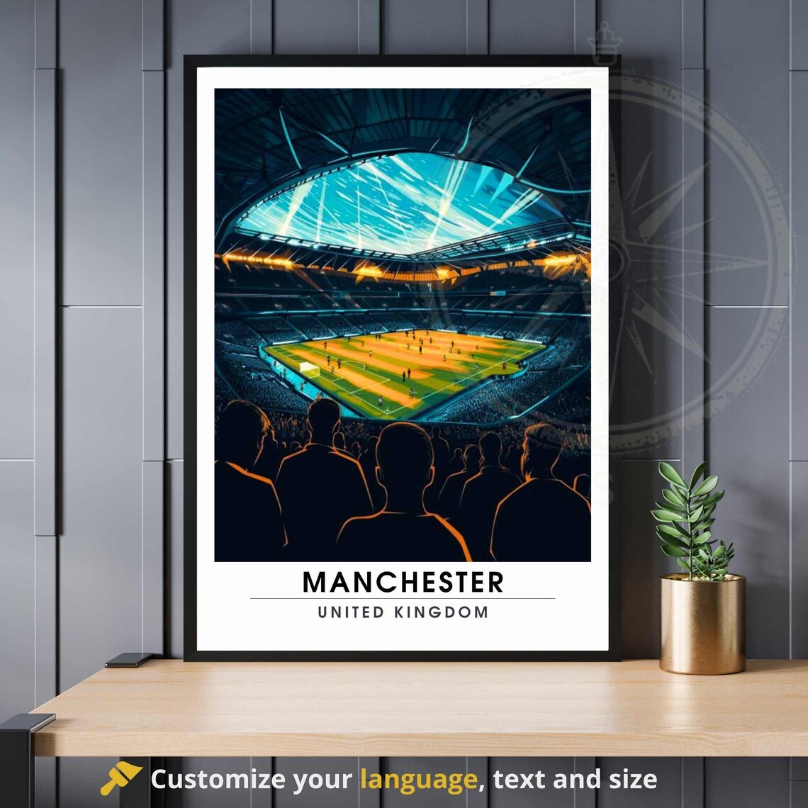 Manchester United Kingdom Football Stadium Night Match Poster