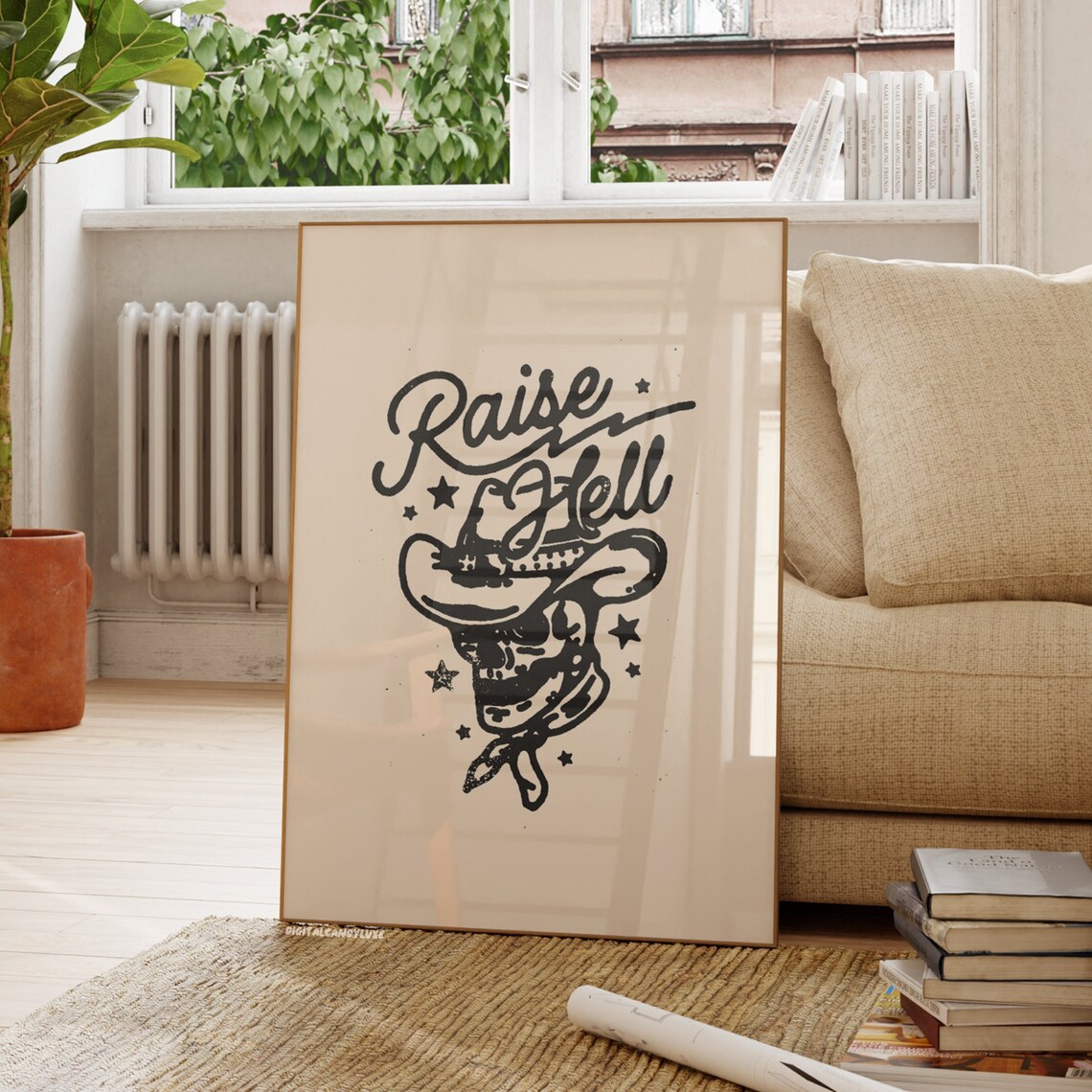 Raise Hell Western Cowboy Retro Art Print