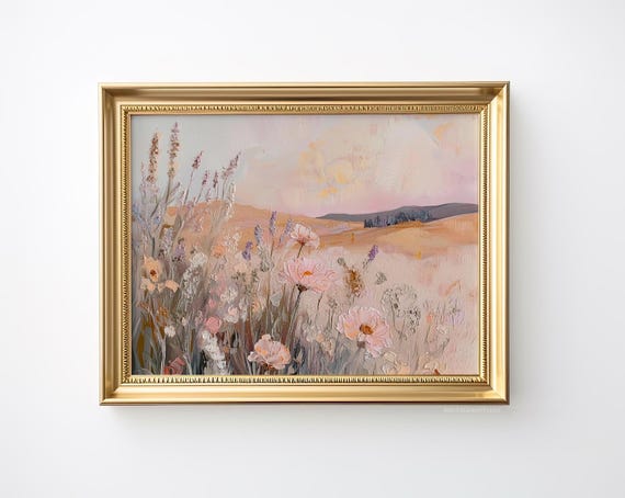 Horizontal Wall Art Prints Vintage Painting Wildflower Print Prints And Posters Art Landscape Neutral Nursery Living Room