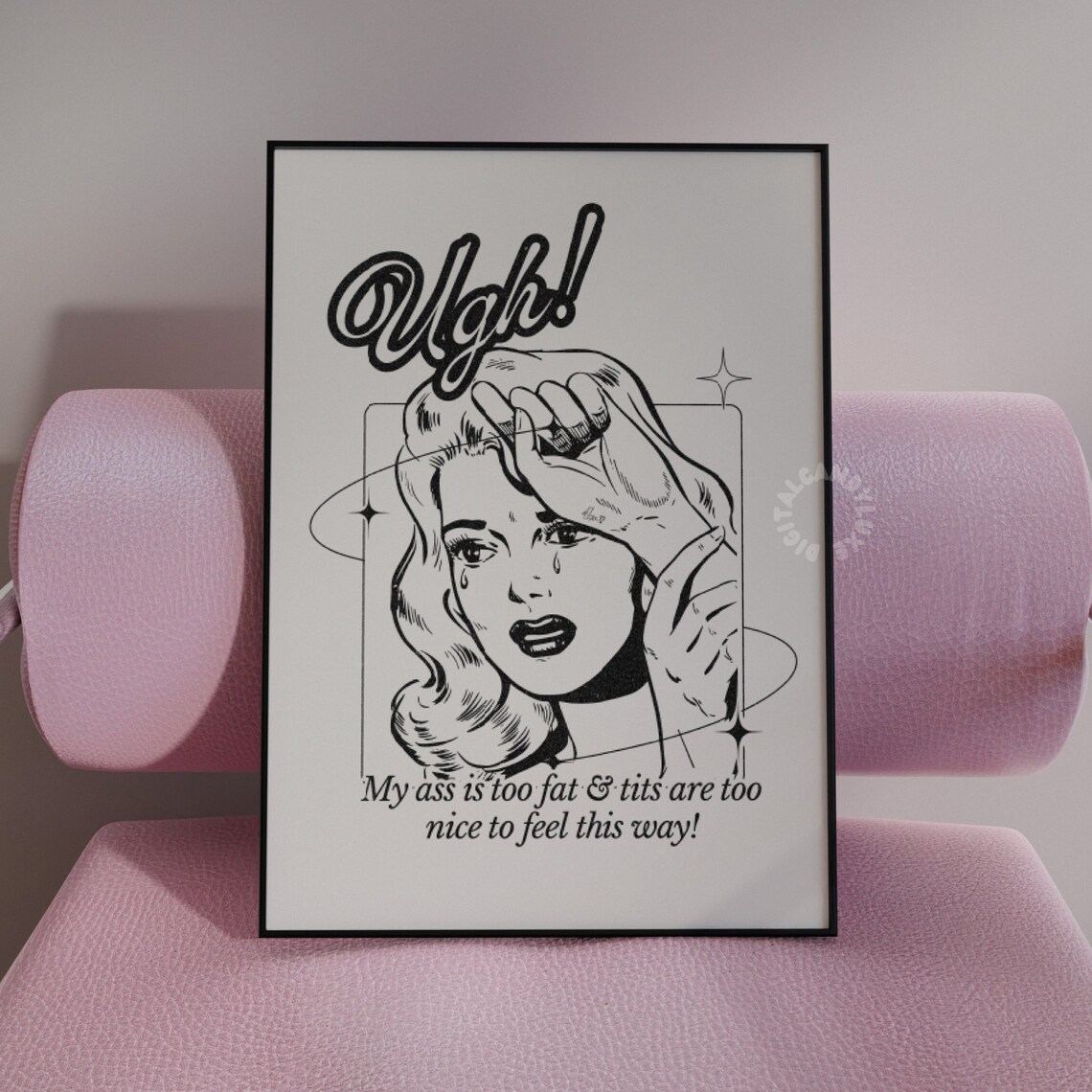 Ugh Retro Art Print, Preppy Bar Cart Decor