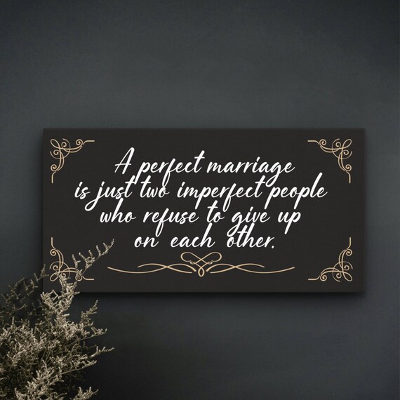 A Perfect Marriage Quote White Script Black Background Wedding Poster