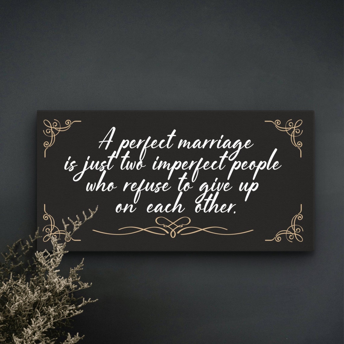 A Perfect Marriage Quote White Script Black Background Wedding Poster